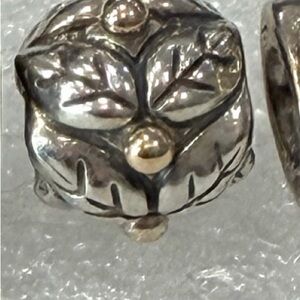 Elegant Silver and Gold Holly Retired Pandora charm
